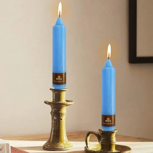 Taper Candle Odorless Candle Blue Candlesticks 7 INCH Short Candle Sticks Unscented Candles Smokeless Candles for Dinner Home Décor Weddings Festive Seasons Holiday