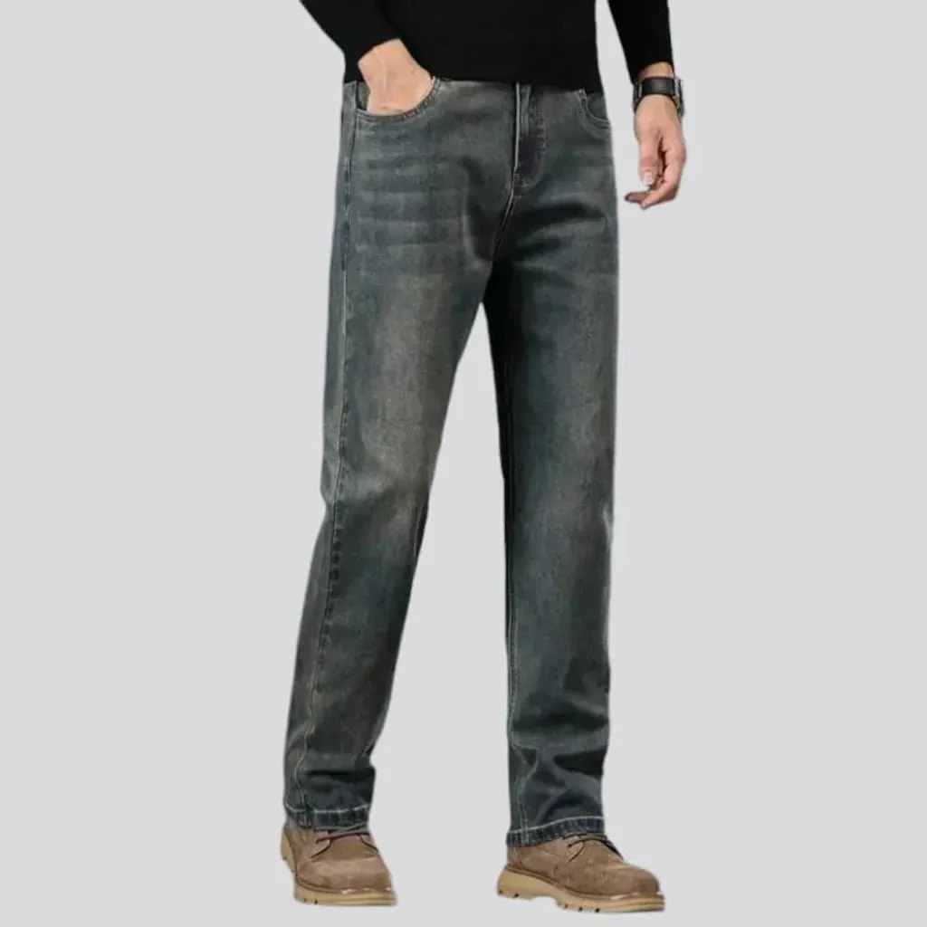 Tapered fit high rise men's jeans