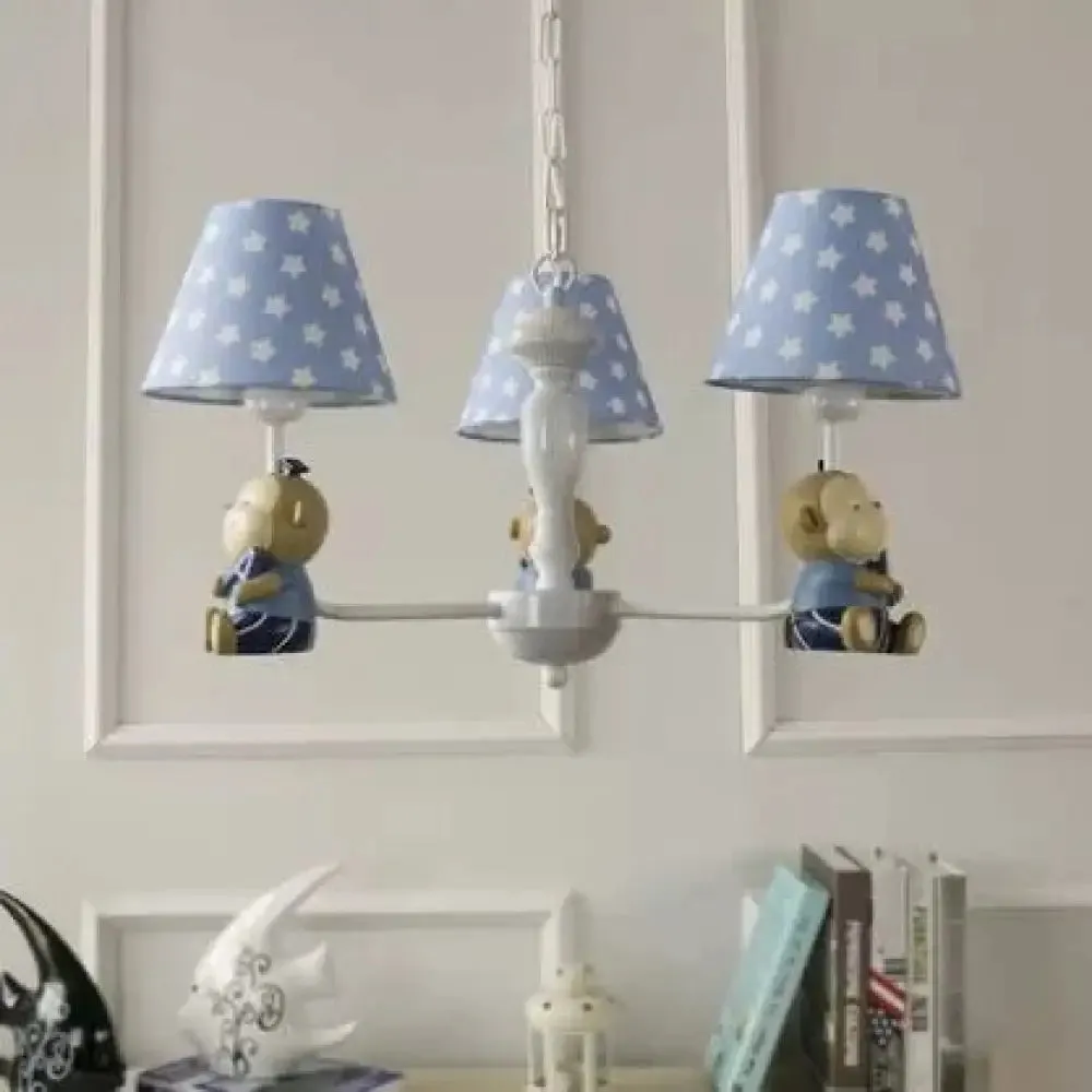 Tapered Shade Chandelier with Monkey Accent - Ideal for Kids' Dining Room