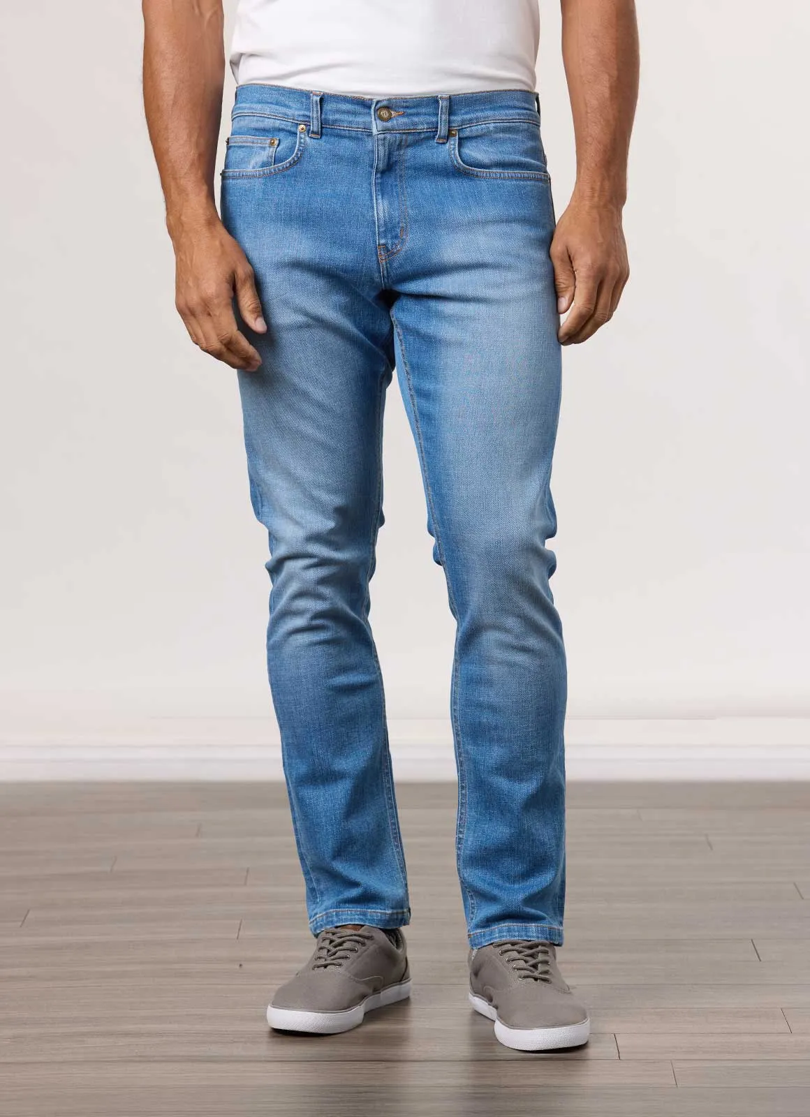 Tapered Stretch Denim Jeans