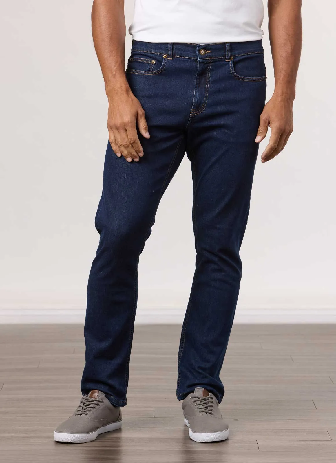 Tapered Stretch Denim Jeans