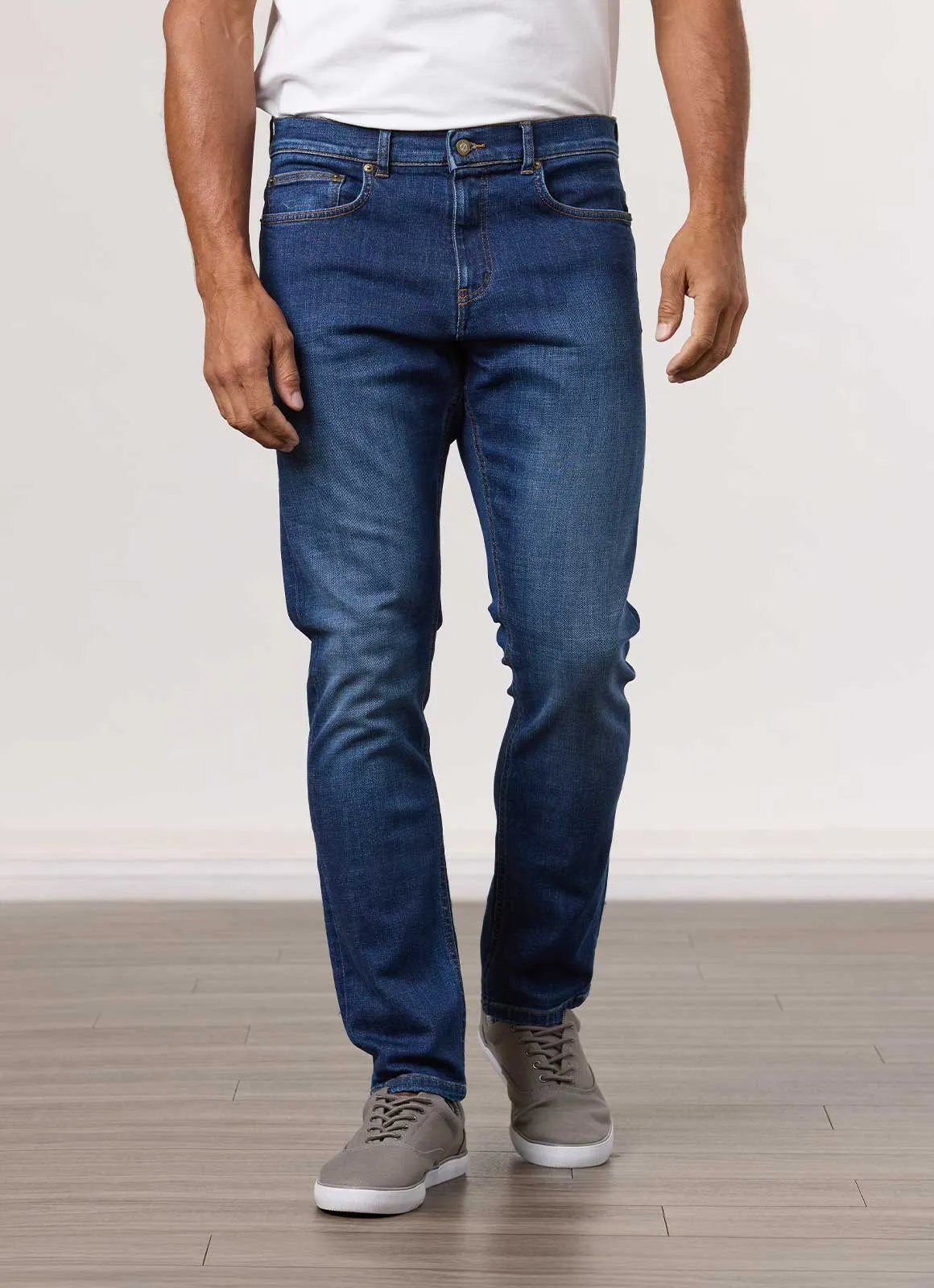 Tapered Stretch Denim Jeans