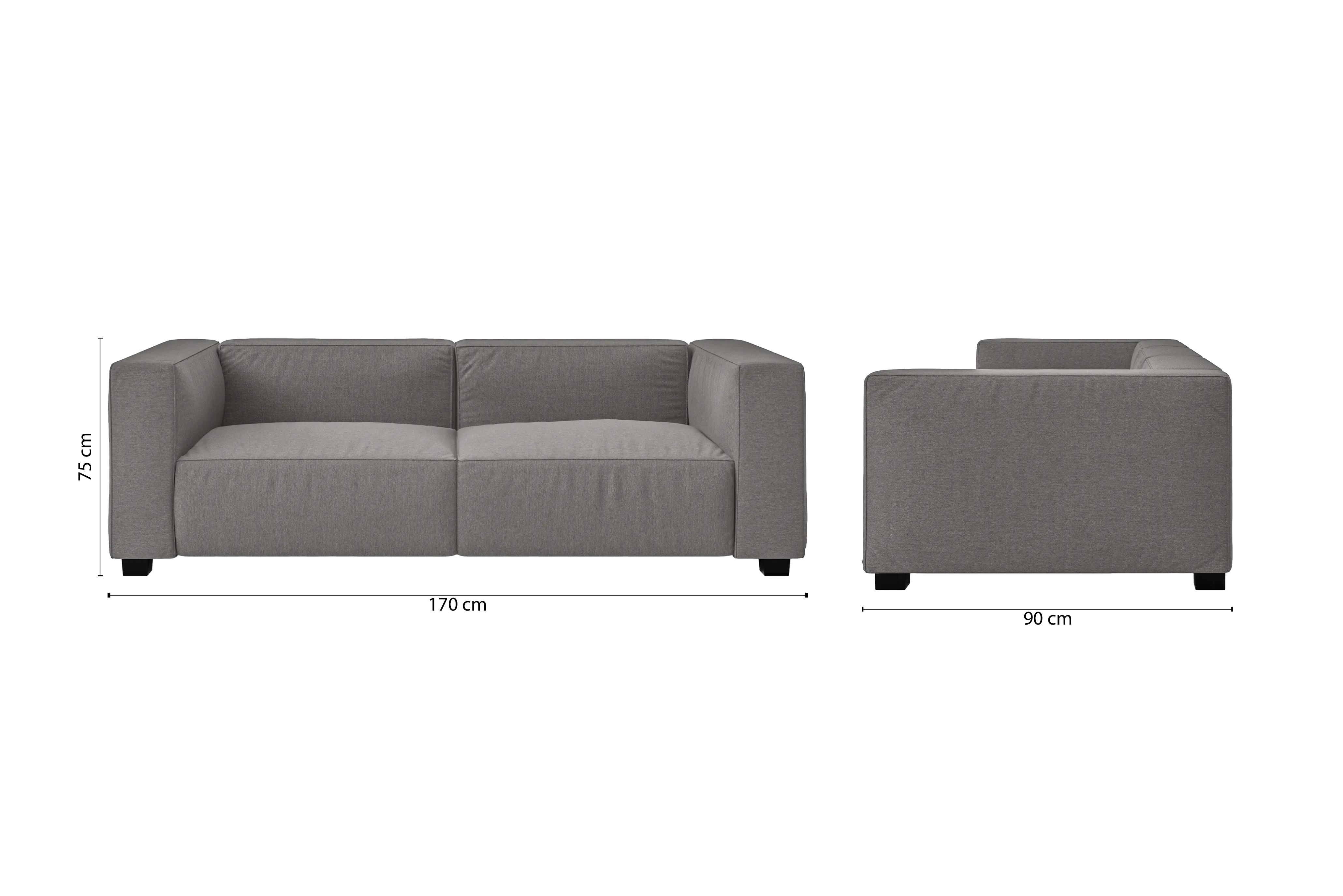 Taranto 2 Seater Sofa Grey Linen Fabric