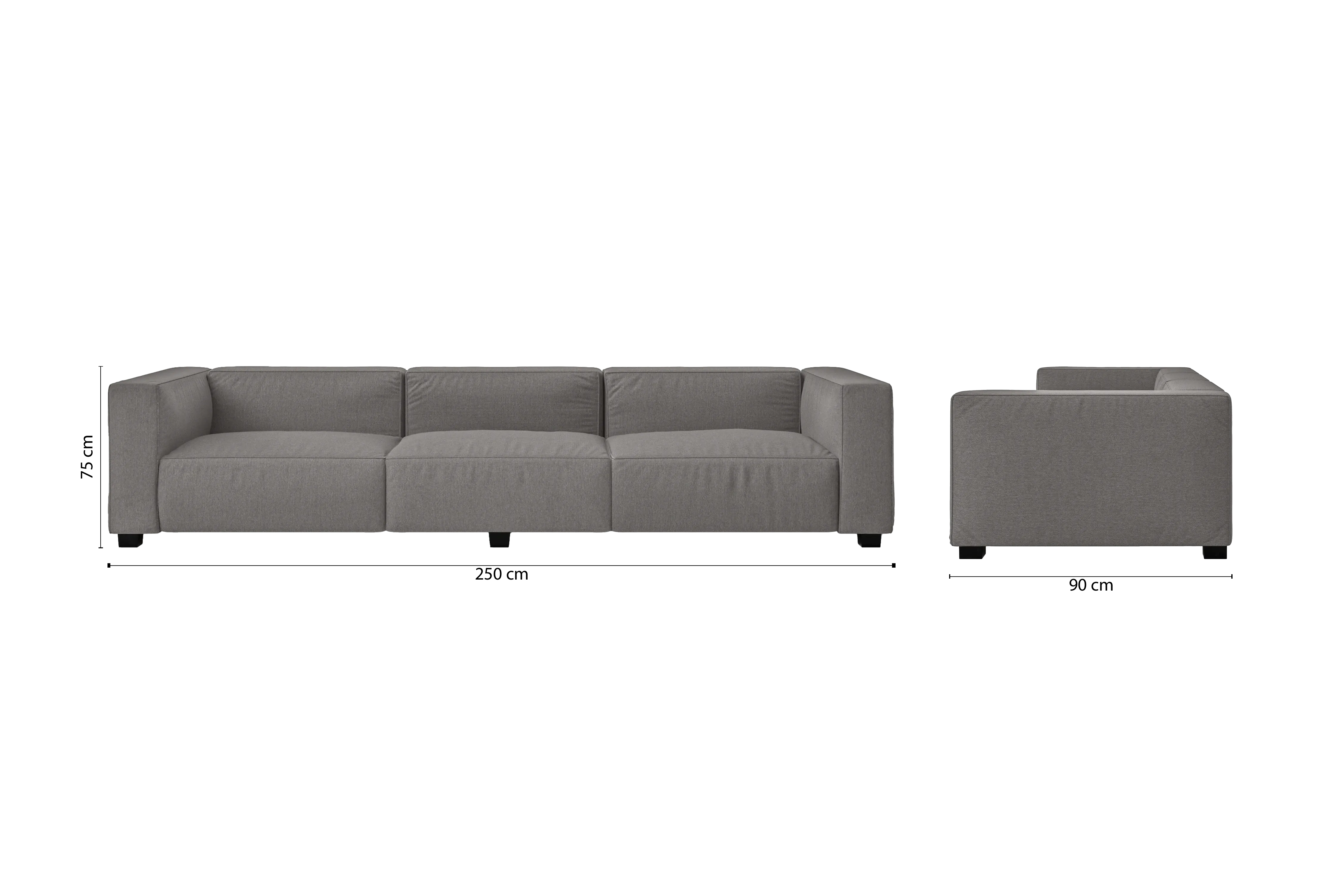 Taranto 4 Seater Sofa Grey Linen Fabric