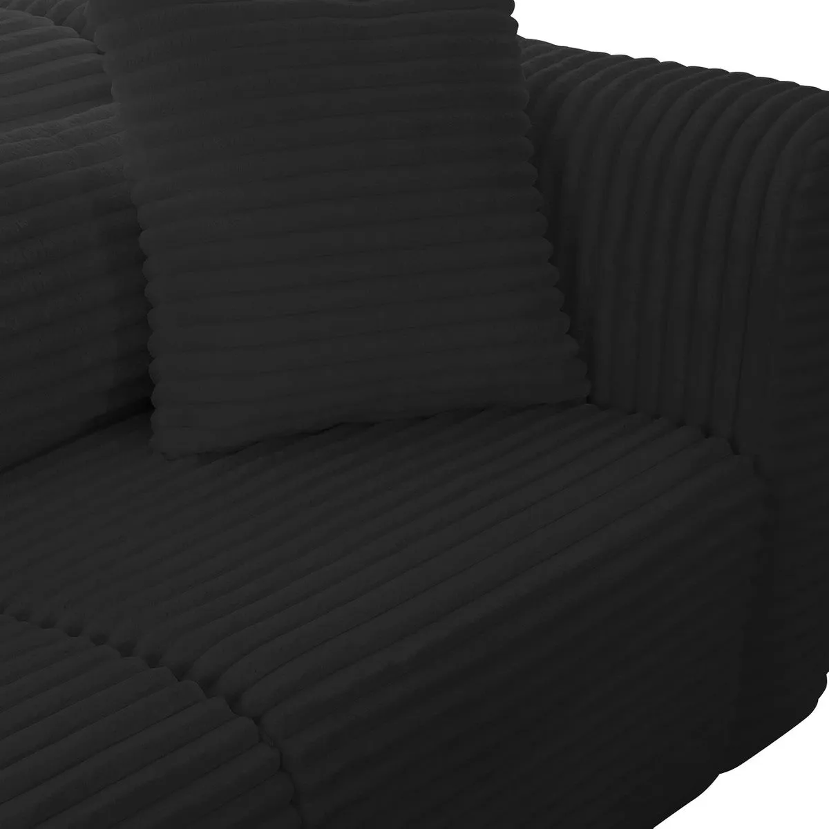 Tarra Fluffy Oversized Black Corduroy Modular LAF Sectional