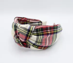 tartan knot headband, plaid headband, plaid check top knot headband for women