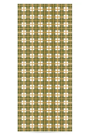 Tartan Linen Tablecloth in Gold and Avocado Green