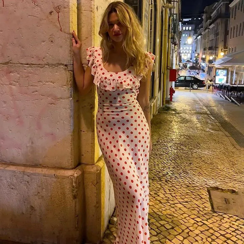 Taryn Off-Shoulder Polka-Dot Maxi Dress