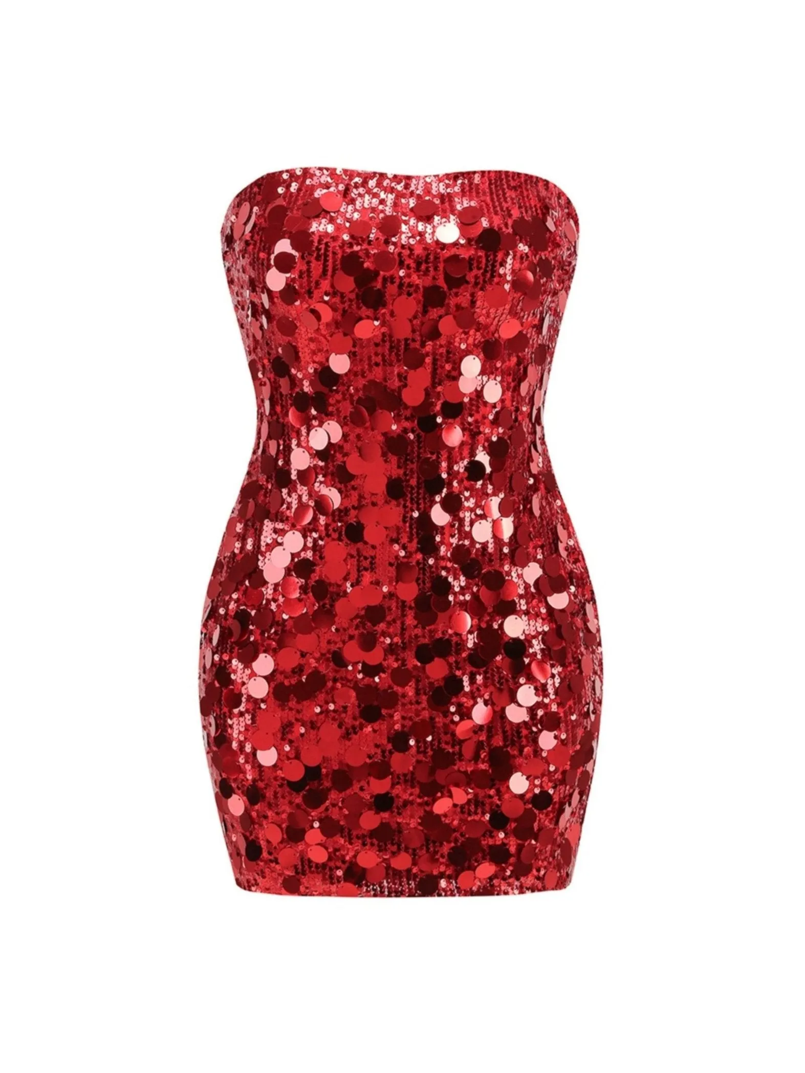 Tasia Sequin Mini Dress in Red