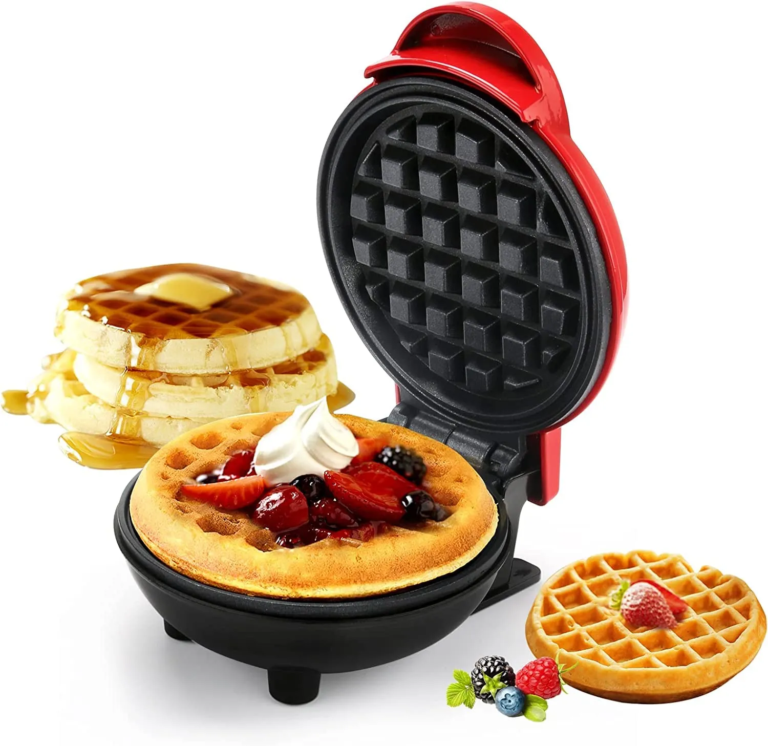 TASMAX mini waffle maker machine 3 in 1 waffle iron home appliances kitchen gift Easy to Clean, Non-Stick Surfaces, 4 Inch, Perfect for Breakfast,Dessert, Sandwich, Pan Cakes, Paninis/Other Snacks