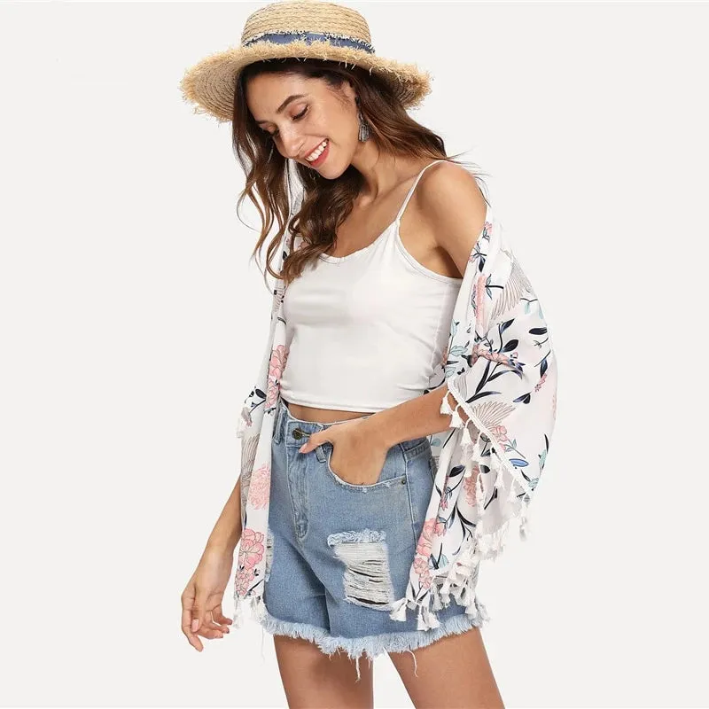 Tassel Floral Kimono