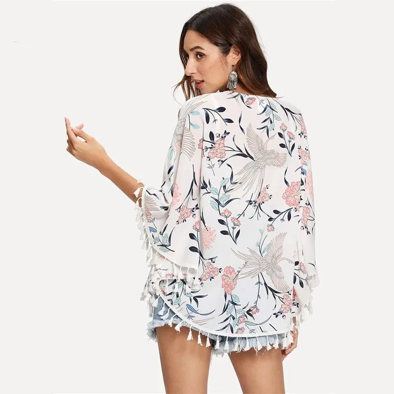 Tassel Floral Kimono