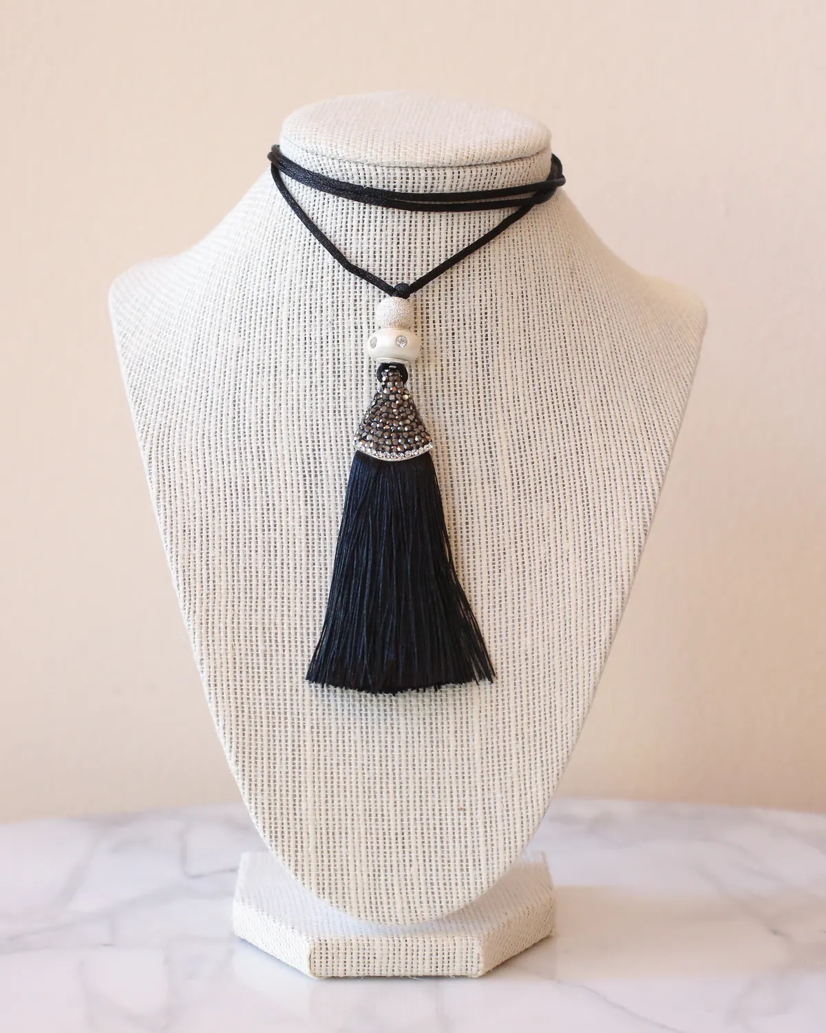 Tassel Necklace | Black Silk