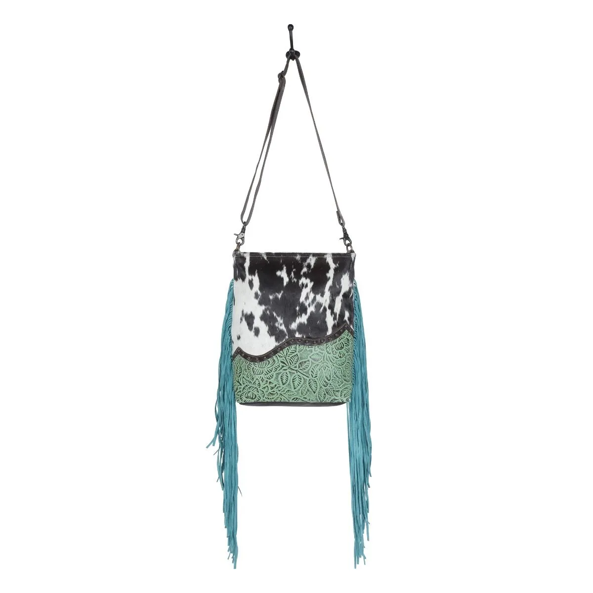 Tassles of ocean Leather & Hairon Bag