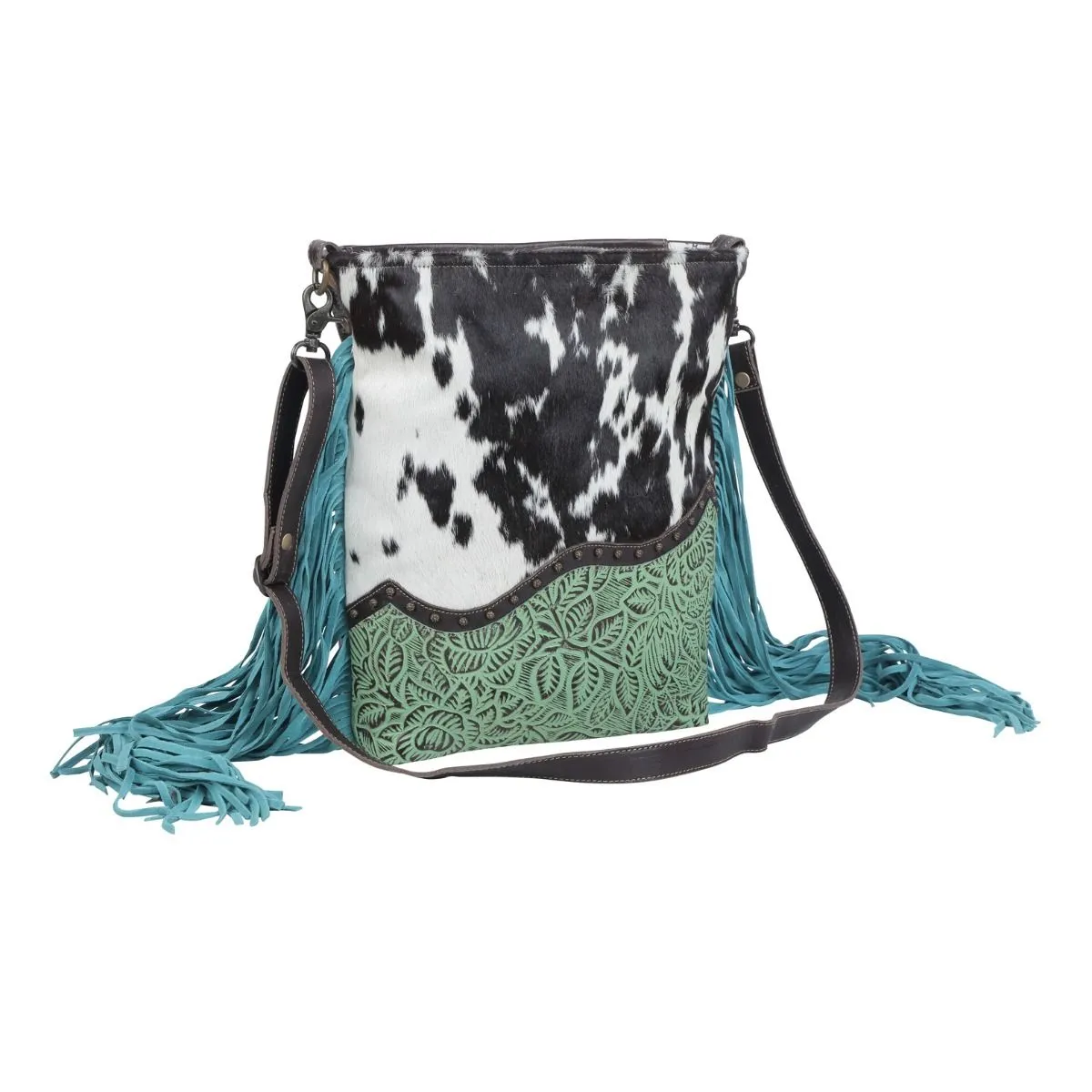 Tassles of ocean Leather & Hairon Bag