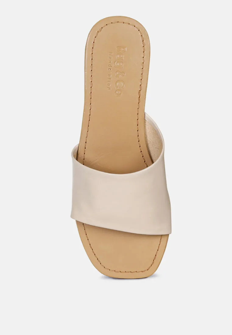 TATAMI Latte Leather Classic Slide Flats