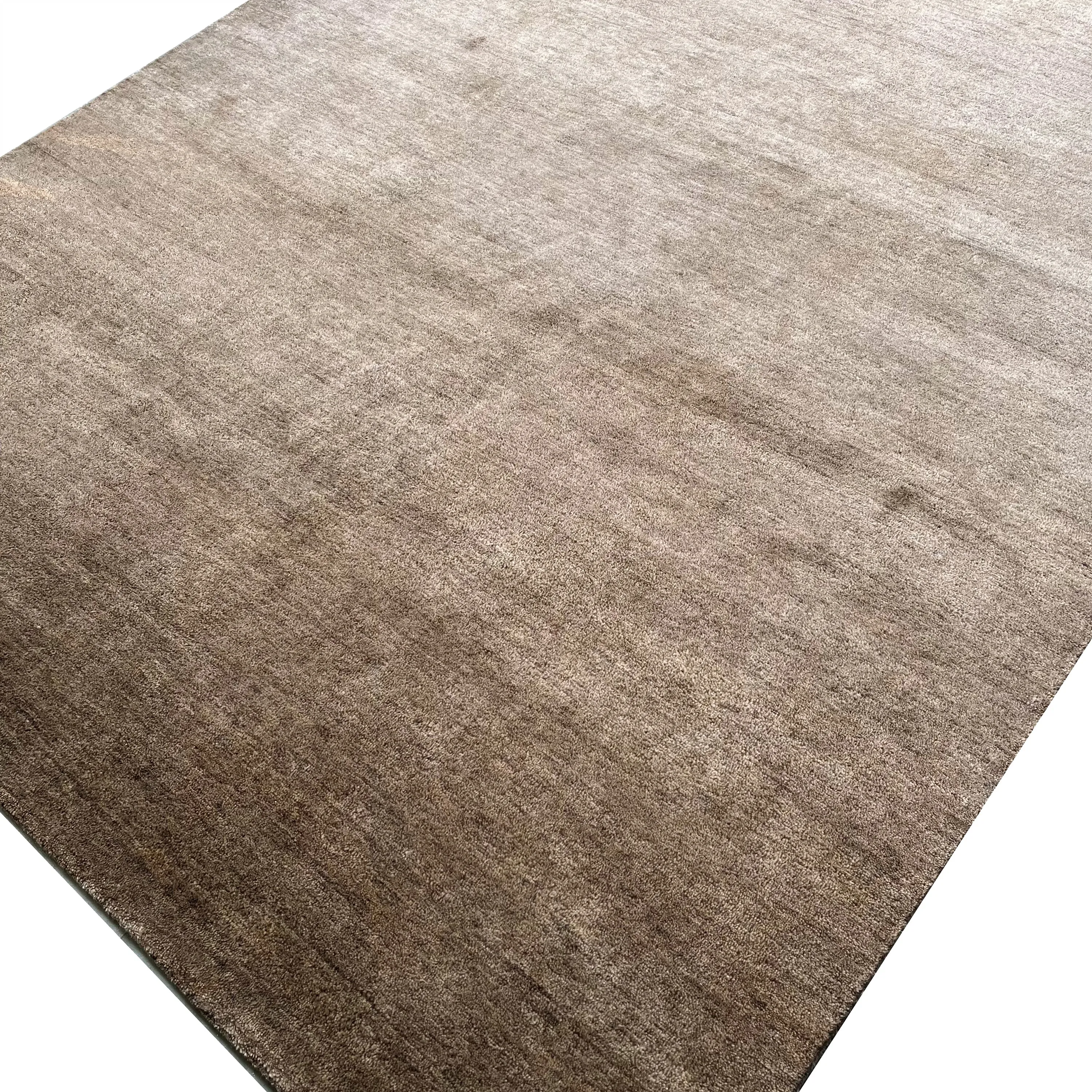 Taupe Transitional Solid Mohair Wool Blend Rug - 8' x 10'