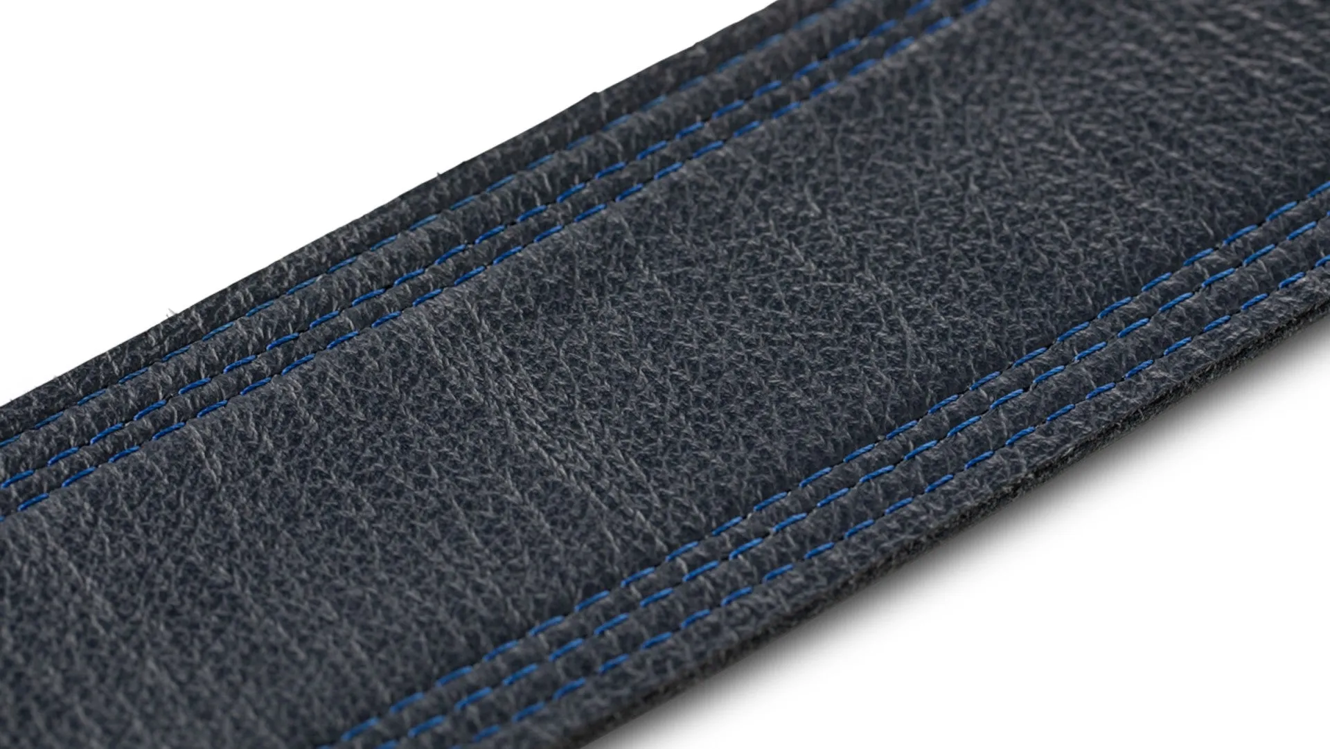 Taylor Blue Denim Strap - Navy Leather Edges- 2.5 inch- Embossed Logo