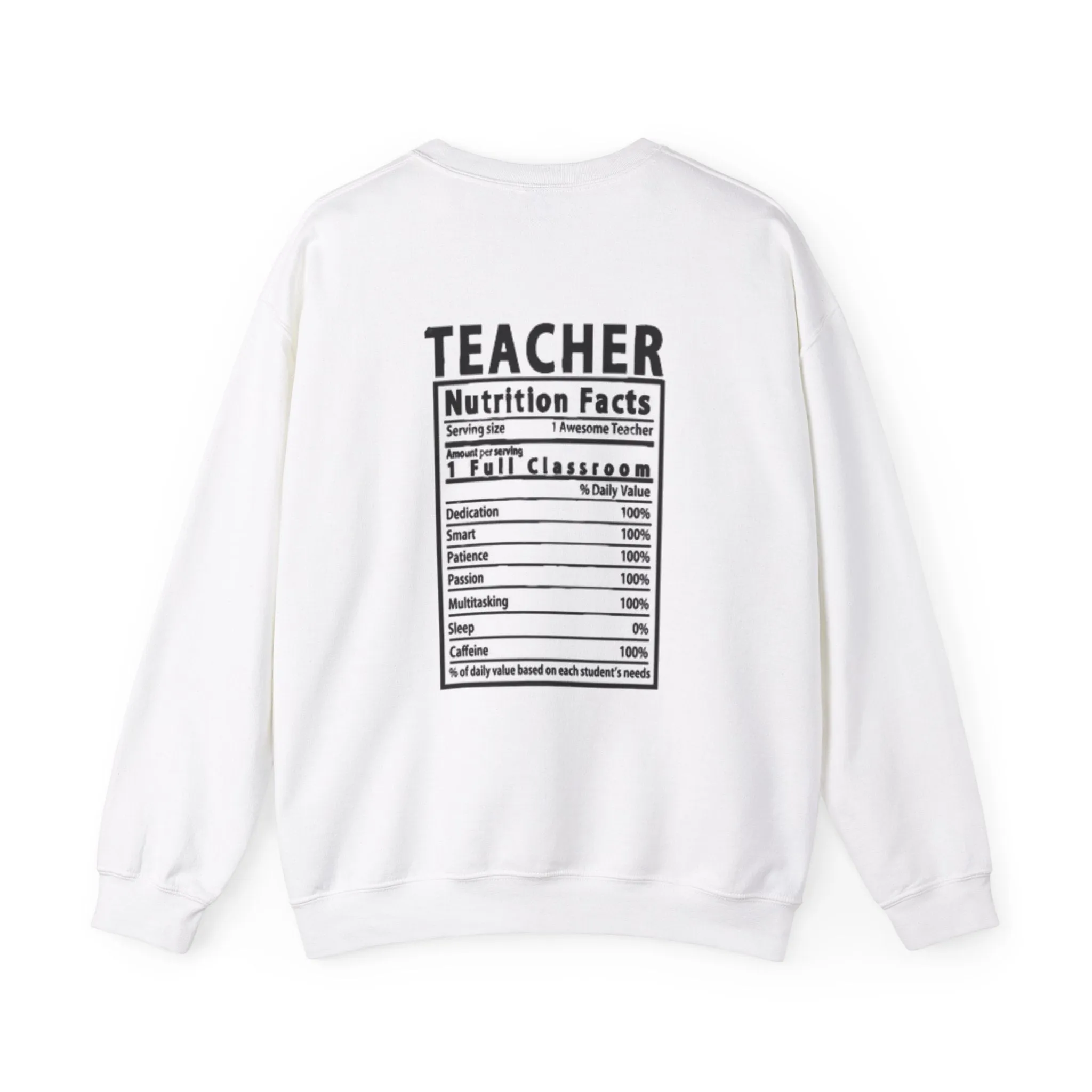 Teacher Nutritional Facts Unisex Heavy Blend™ Crewneck Sweatshirt