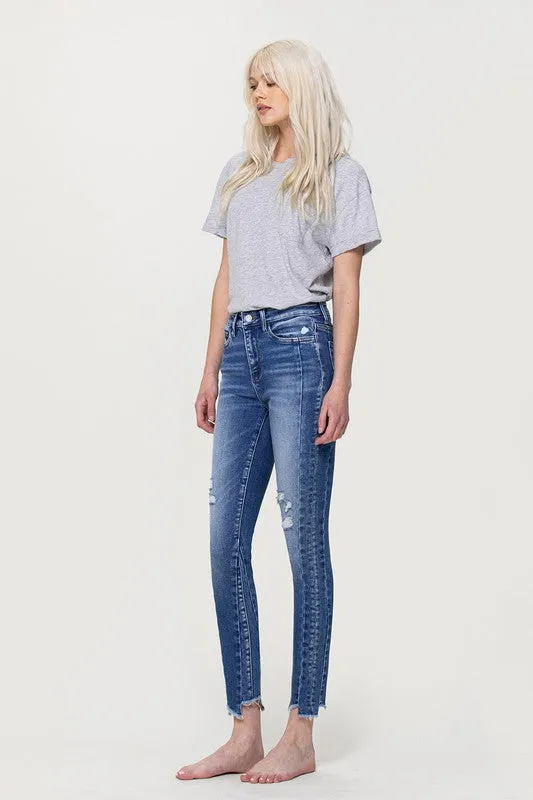 Teagan High Rise Ankle Skinny with Uneven Hem Detail