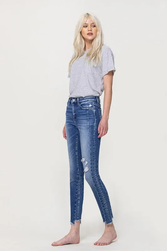 Teagan High Rise Ankle Skinny with Uneven Hem Detail