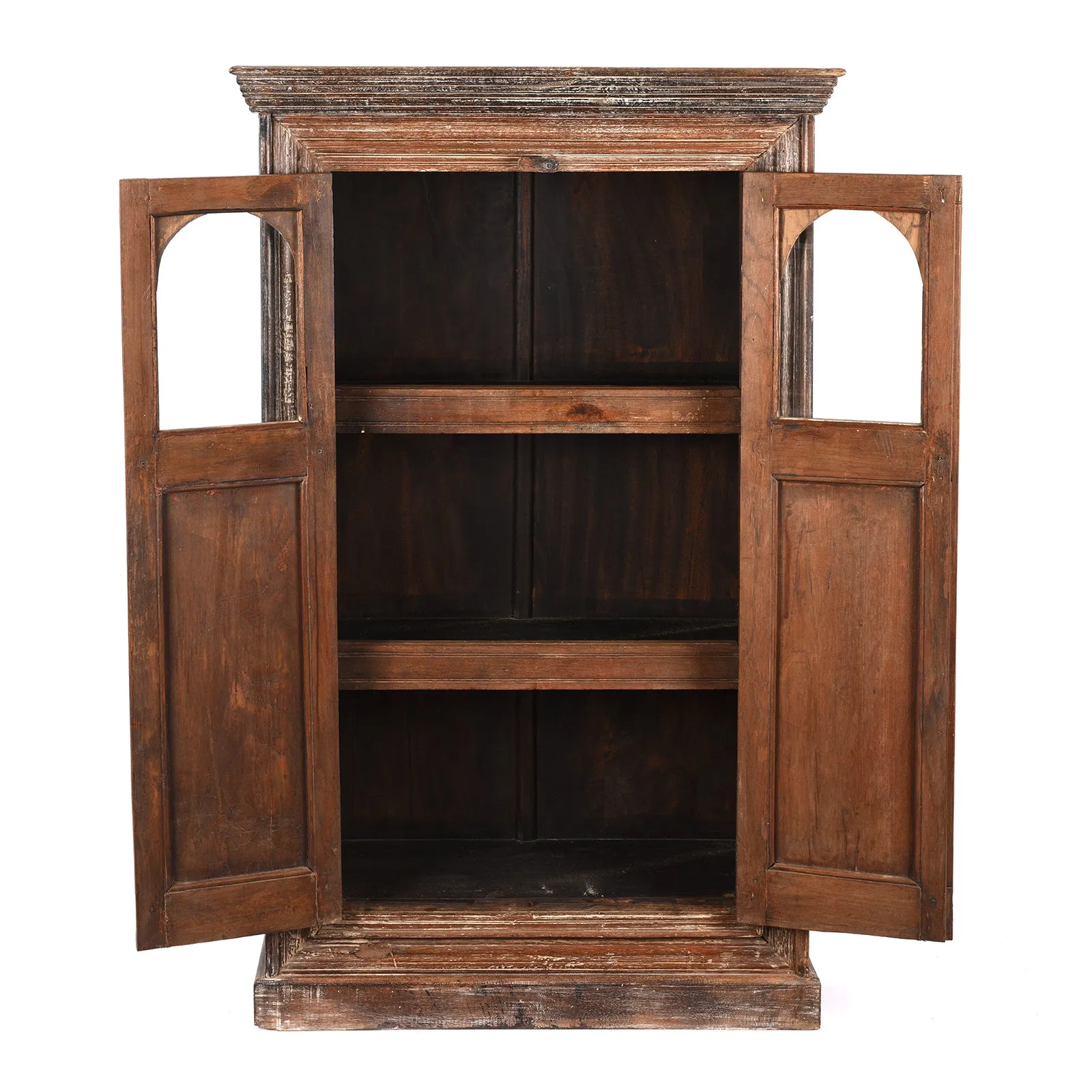 Teak Almirah Cabinet With Sunburst Panels - 19thC