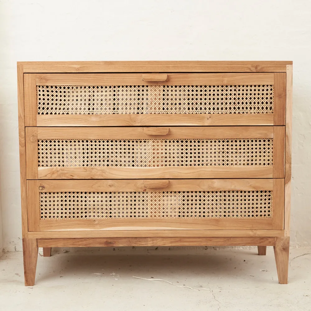 TEAK & RATTAN DRAWERS