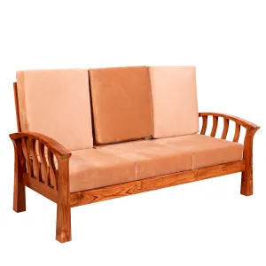 Teak wood curved strip design 3 Seater Sofa