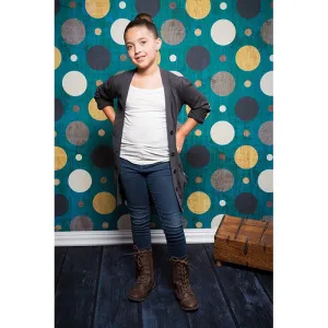 Teal & Gold Grunge Polka Dot Printed Backdrop