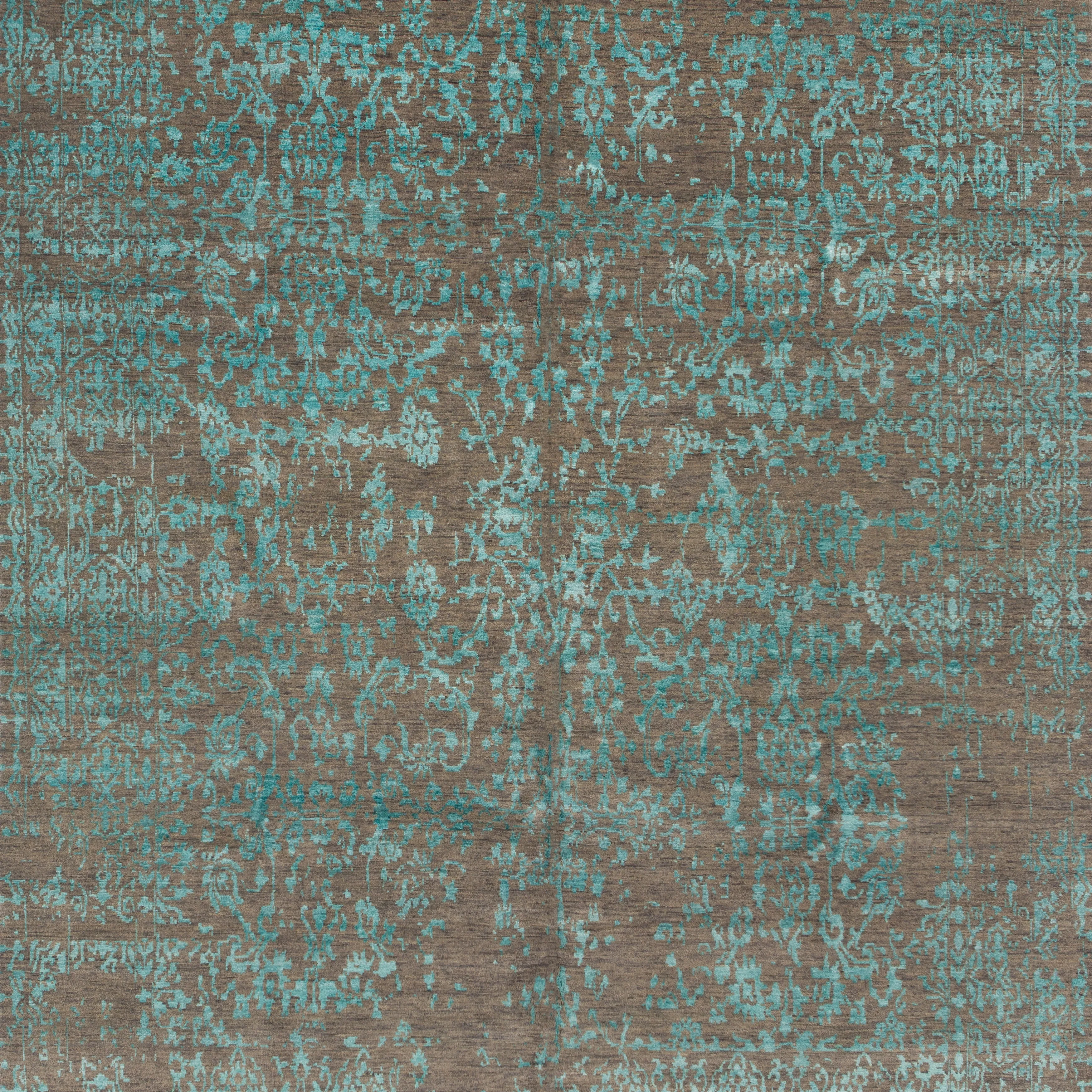 Teal & Grey Modern Wool Rug - 7'10" x 10'6"