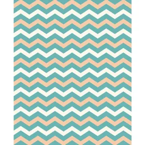 Teal & Tan Chevron Printed Backdrop