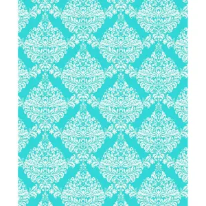 Teal & White Damask Printed Backdrop