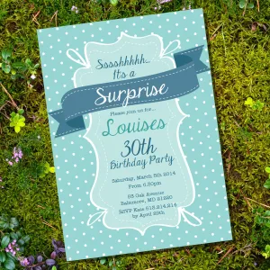 Teal and Navy Blue Birthday Invitation | Navy and Teal Doodle Invite