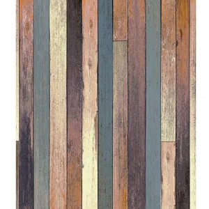 Teal and Oak Planks Printed Backdrop