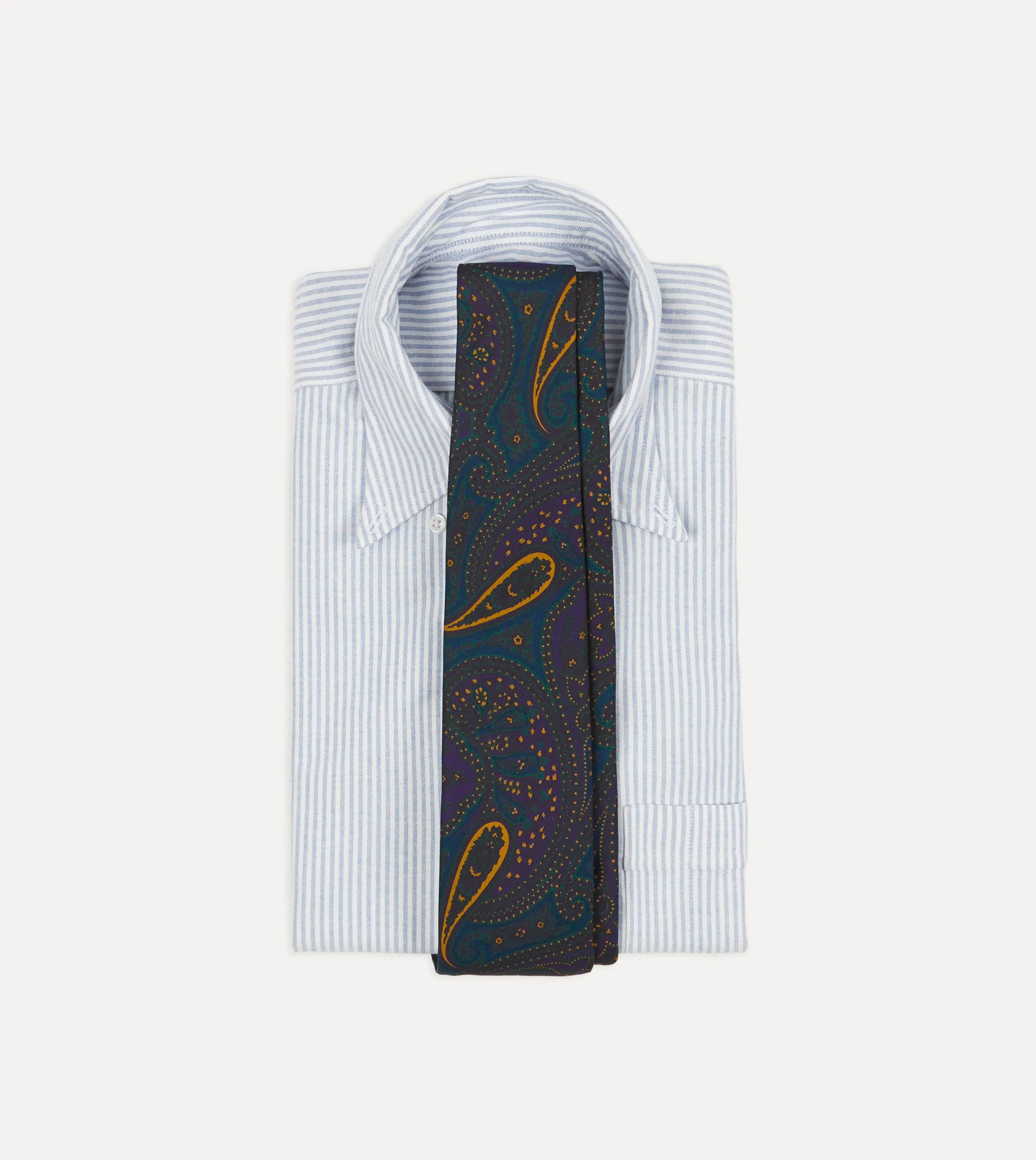 Teal and Purple Large Paisley Print Madder Silk Self Tipped Tie