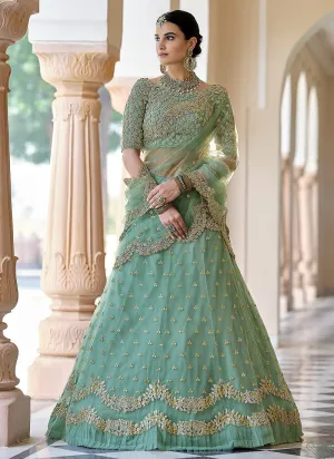 Teal Blue Designer Indian Wedding Lehenga Choli