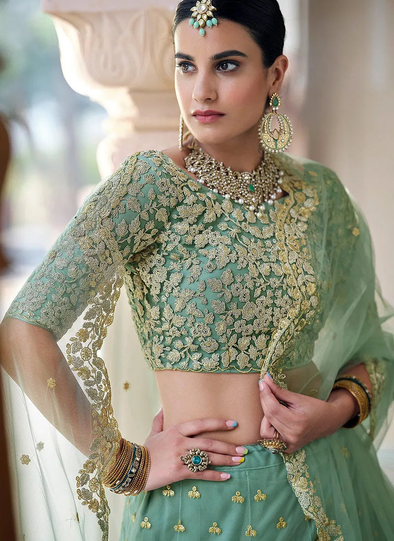 Teal Blue Designer Indian Wedding Lehenga Choli