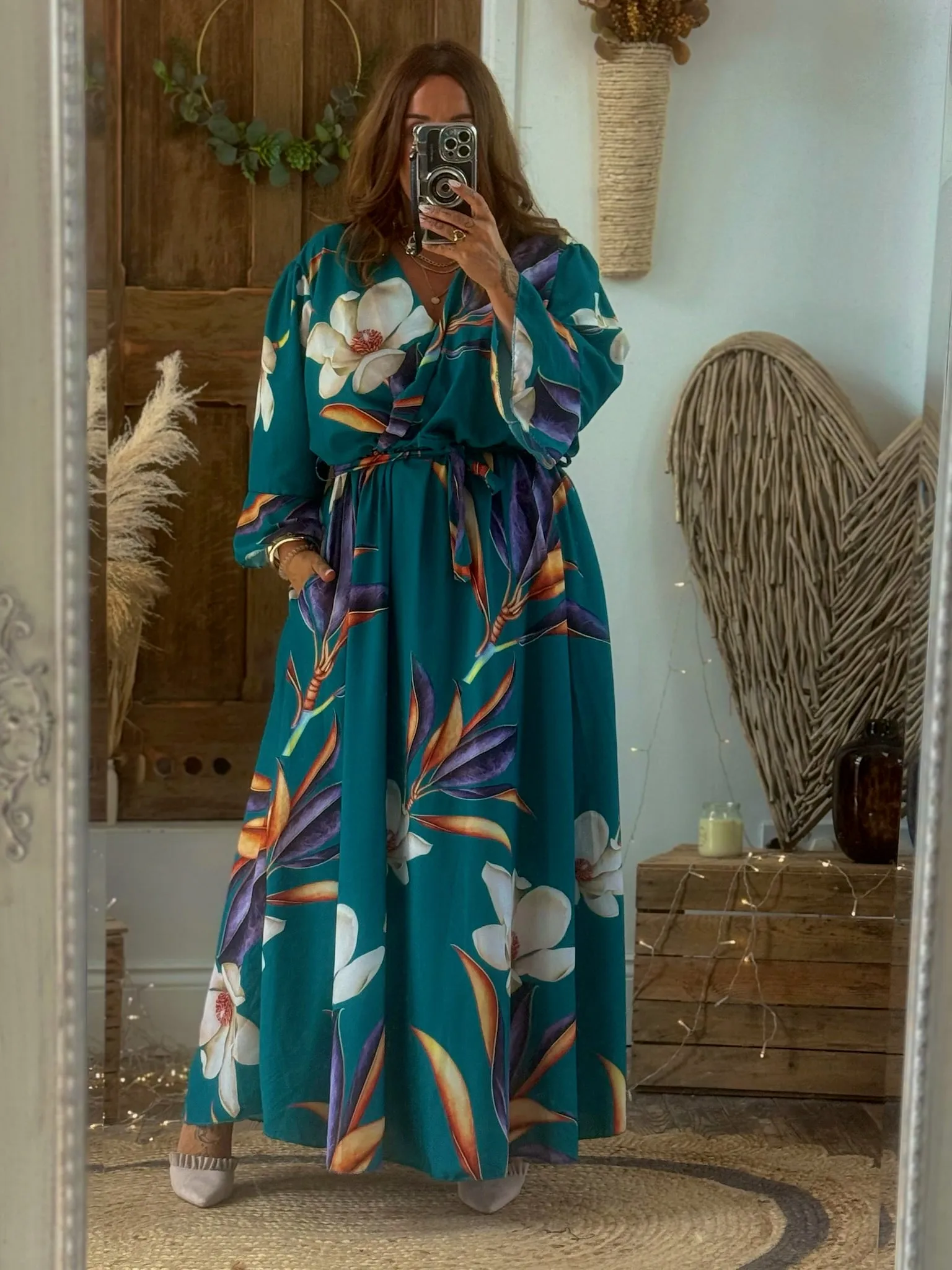 Teal Bold Floral Thea Dress