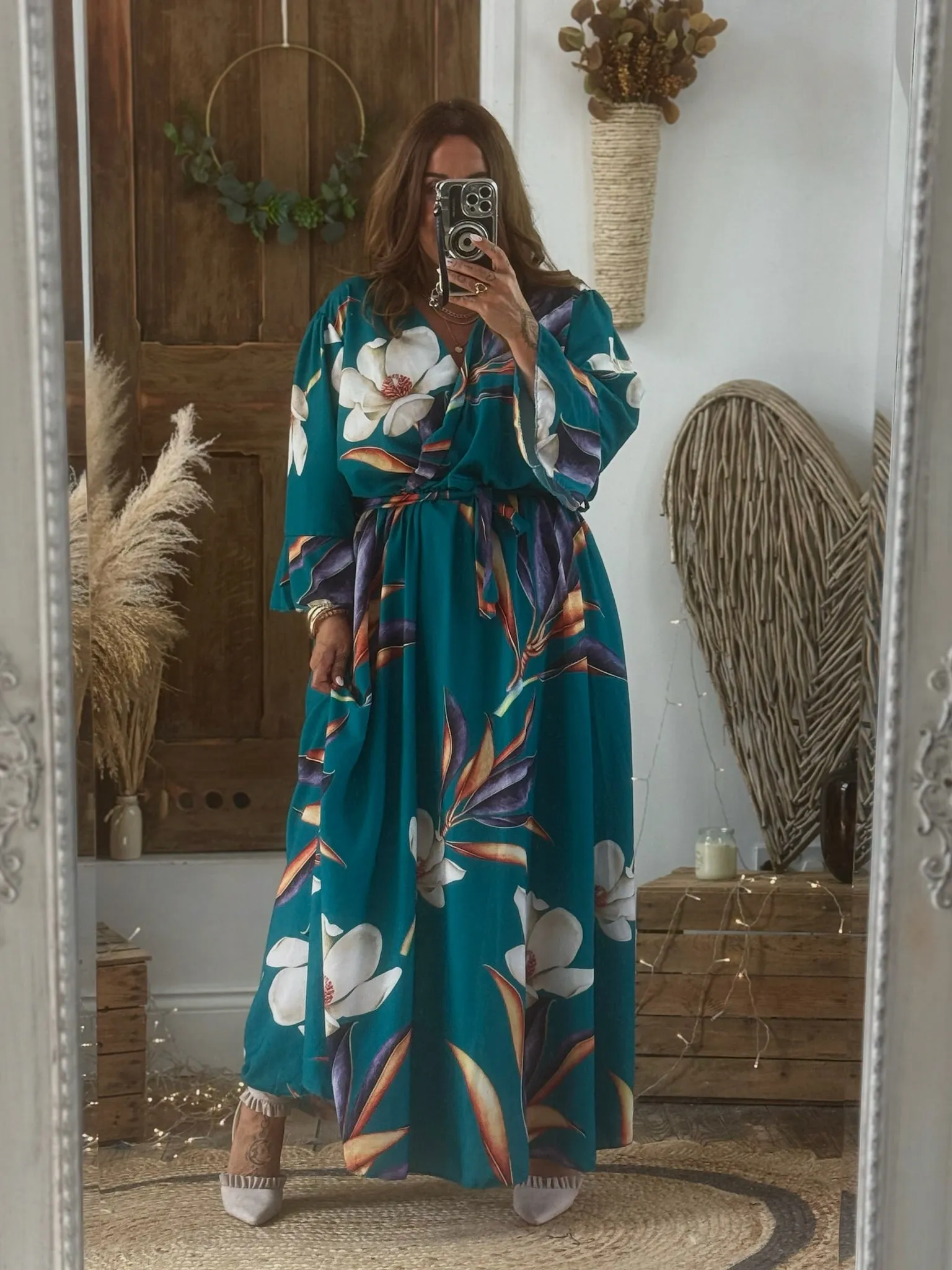 Teal Bold Floral Thea Dress