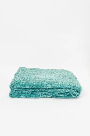 Teal Chenille Knitted Throw