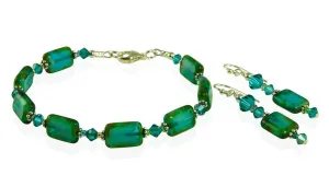 Teal Czech Window Bracelet Set