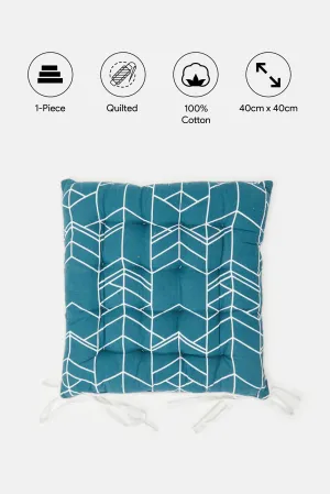 Teal Geometric Printed Chair Pad