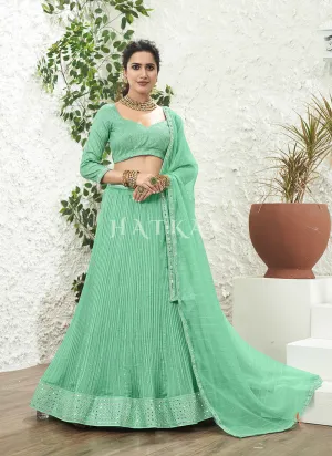 Teal Green Embroidered Bollywood Lehenga Choli