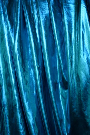 Teal Metallic Spandex Fabric Sample