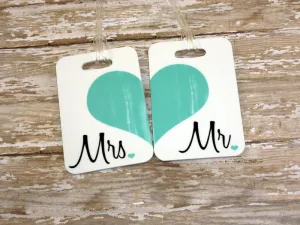 Teal Mr. and Mrs. Luggage Tags