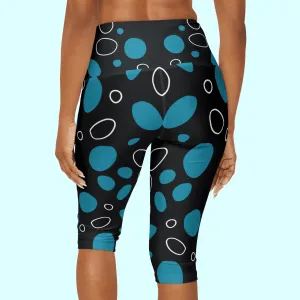 Teal Pebble Dash Yoga Capri Leggings