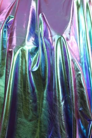 Teal Purple Reflective Spandex Fabric Sample