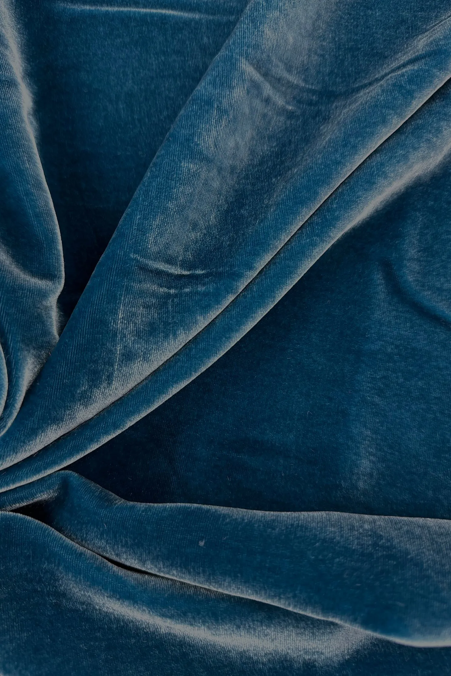 Teal Silk Rayon Velvet Fabric