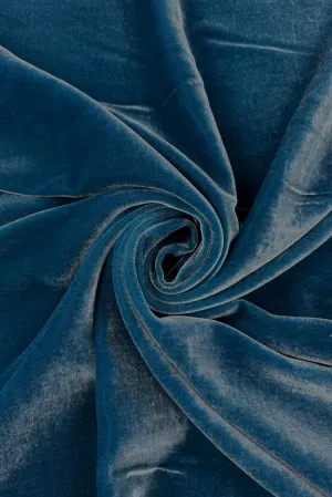 Teal Silk Rayon Velvet Fabric