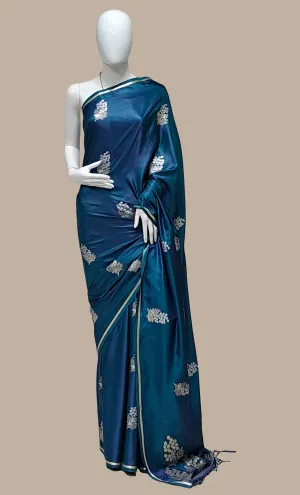 Teal Woven Art Silk Sari